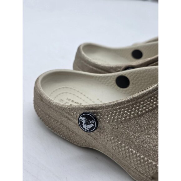 Crocs Shoes Kids Size C11 Gold Glitter Classic Clog Sandals Slip On Comfort - Picture 2 of 11